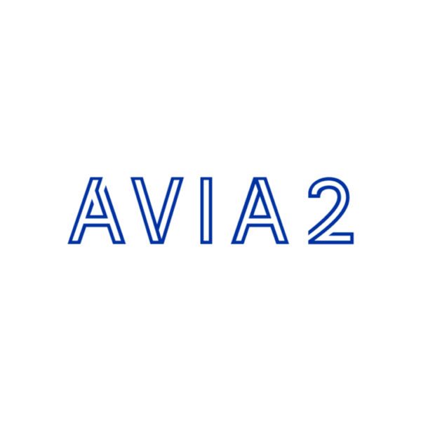 Avia 2 logo in blue on a white background.
