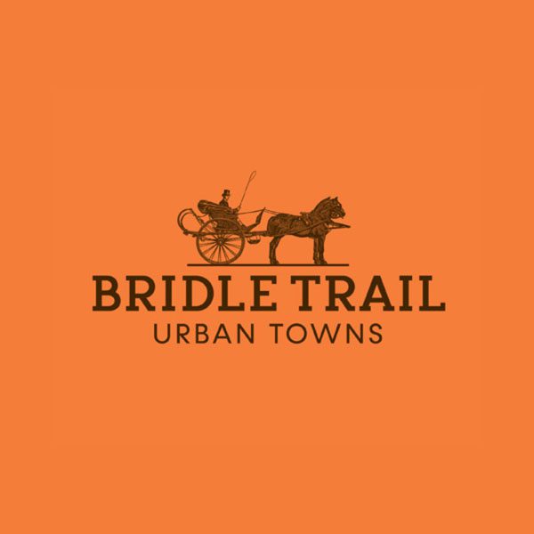 A brown horse and carriage logo on an orange background.
