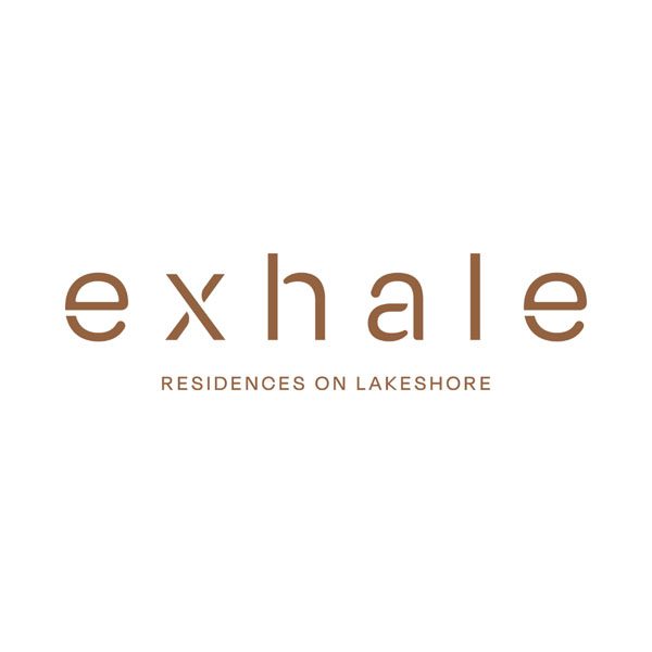 A logo of exhale residences on lakeshore