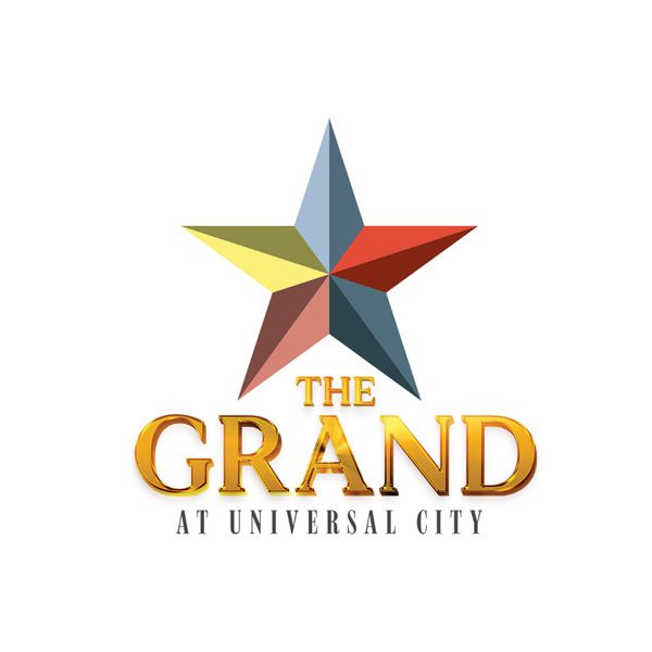 A star with the words " the grand at universal city ".