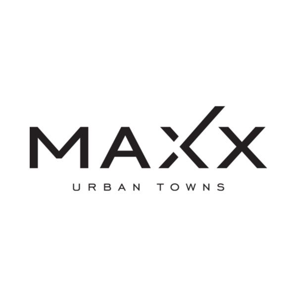 A black and white logo of maxx urban towns.