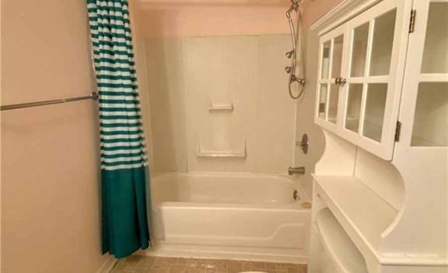 A bathroom with a toilet, bathtub and shower.