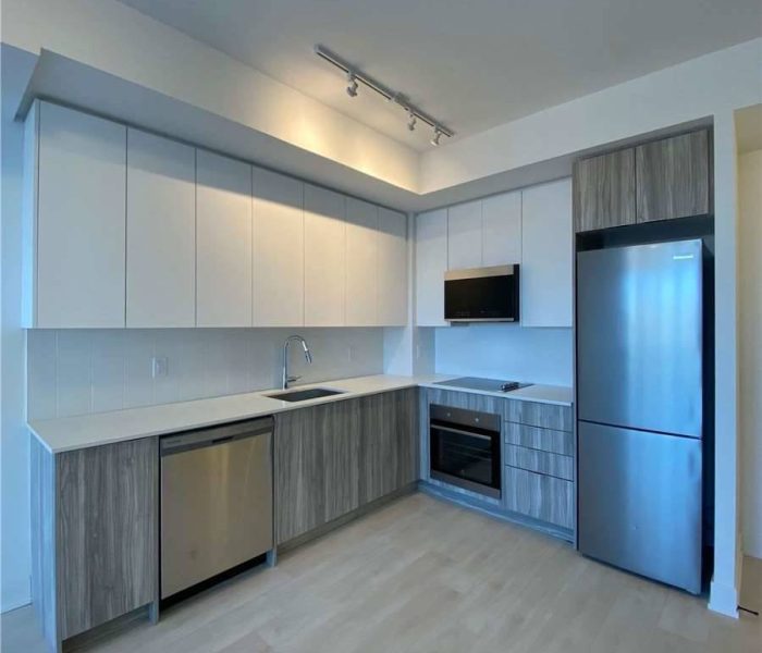 A kitchen with white cabinets and stainless steel appliances.