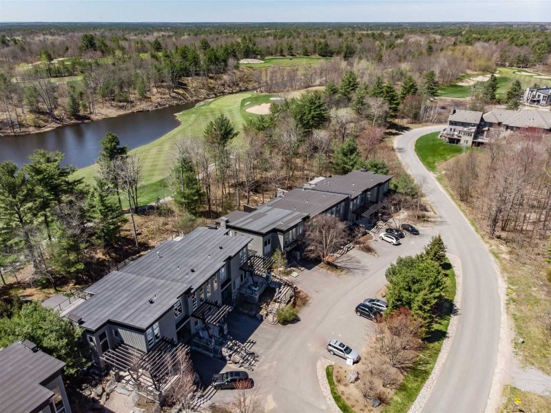 A view of a golf course from above.